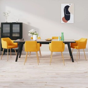 vidaXL Cadeiras de jantar 6 pcs veludo amarelo