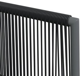 5 pcs conjunto jantar p/ jardim c/ almofadões vime PE/aço preto