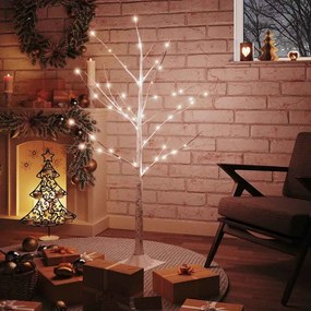 Árvore c/ 48 luzes LED 120 cm bétula branco quente