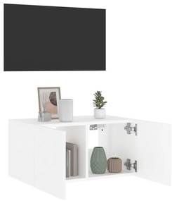 Móvel de parede para TV com luzes LED 60x35x31 cm branco