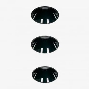 Pack De 3 Downlights Led Embutidos Sem Moldura Trimless Redondos Ø6,8 Cm Em Alumínio Luisiana Preto & 38º & Branco Neutro 3500k & 11 W - Sklum