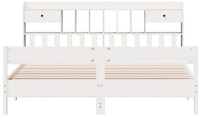 Cama com estante sem colchão 180x200 cm pinho maciço branco