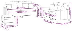 3 pcs conjunto de sofás com almofadões veludo cinzento-escuro