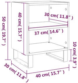 Mesa de cabeceira 40x30x50 cm derivados de madeira preto