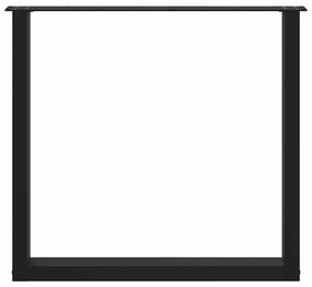 Pés para mesa de jantar em formato de U, 3 peças, preto, 90x(72-73) cm
