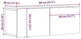 Móveis TV 2pcs 80x30x30cm derivados de madeira branco brilhante