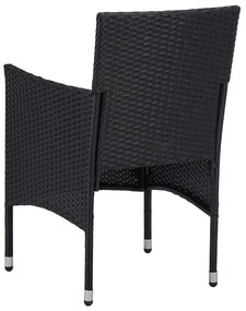 11 pcs conjunto de jantar para jardim vime PE preto