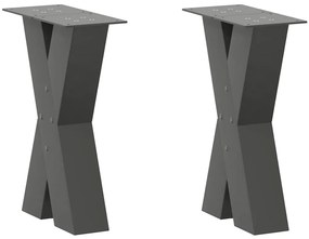 vidaXL Pés para mesa de centro em formato de X, 2 peças, antracite, 38x(42-43) cm, aço