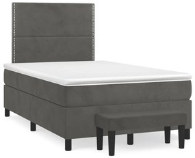 vidaXL Cama boxspring com colchão 120x190 cm veludo cinzento-escuro