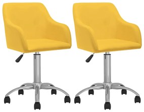 vidaXL Cadeiras de jantar giratórias 2 pcs tecido amarelo