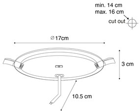 Foco embutido branco 17 cm com LED regulável em Kelvin em 3 etapas - Stephanie Moderno