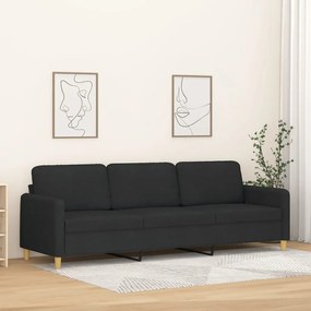 vidaXL Sofá de 3 lugares tecido 210 cm preto
