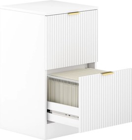 Bloco de Gavetas de Escritório com 2 Gavetas Frentes Caneladas Móvel para Arquivo para Tamanho A4 ou Carta 40x40x71 cm Branco