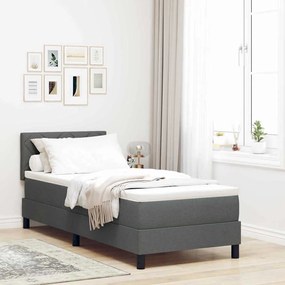 vidaXL Cama Box com Colchão Cinza Escuro 80x200 cm Tecido