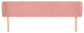 Cabeceira de cama c/ abas veludo 183x23x78/88 cm rosa
