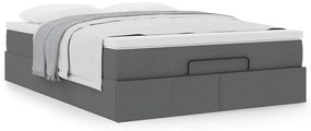 Estrutura de cama otomana com colchão 140x190cm cinzento escuro