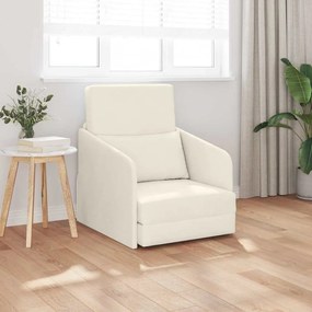 vidaXL Sofá Cama de Piso 2-em-1 Creme 65x80x83 cm Veludo