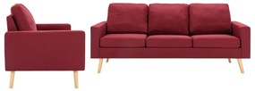 vidaXL 2 pcs conjunto de sofás tecido vermelho tinto