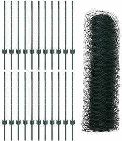 Postes de Cerca vidaXL 11 pcs U-Channel Verde 80 cm Aço