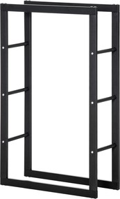 Porta-lenha Prateleira para lenha de lareira Porta-lenha de design contemporâneo Carga máxima: 100 kg Dimensões: 60 x 25 x 100 cm Metal preto