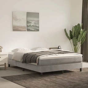 Estrutura de cama com molas 140x190 cm veludo cinzento-claro