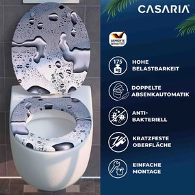 Assento sanitário Waterdrops com descida automática 45,7 x 38 cm Cinzento + Antracite