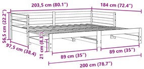 Sofá-cama com gavetão 90x200 cm madeira de pinho maciça branco