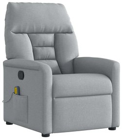 Poltrona de massagens reclinável tecido cinzento-claro