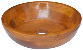 vidaXL Lavatório Φ40x10 cm madeira de teca maciça