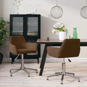 vidaXL Cadeiras de jantar giratórias 2 pcs veludo castanho