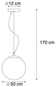 Candeeiro moderno suspenso em latão com vidro fumê 50 cm - Bola Moderno,Retro