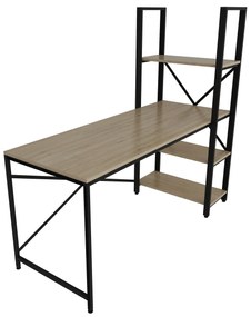 Secretária de Estudo Centile – Carvalho/Preto – 160x148x60 cm