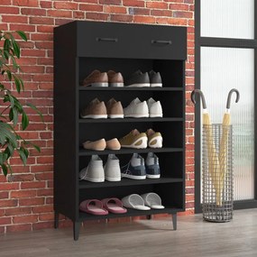 vidaXL Sapateira 60x35x105 cm derivados de madeira preto