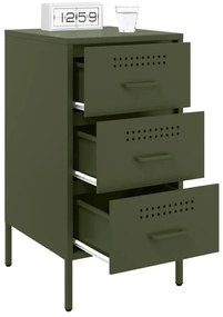 Mesas de cabeceira 2 pcs 36x39x68 cm aço verde-azeitona