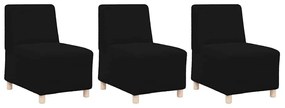Sofá Chiar 3 pcs Preto 55 x 74 x 82 cm Tecido de veludo côtelé