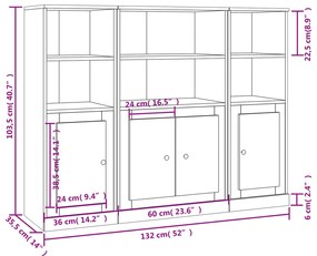 Aparadores altos 3 pcs derivados de madeira cor carvalho sonoma