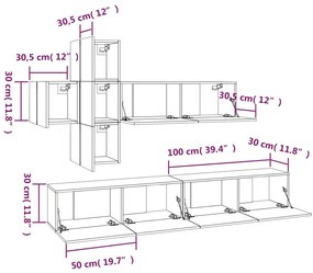 Conjunto móveis de TV 7 pcs madeira processada sonoma cinza