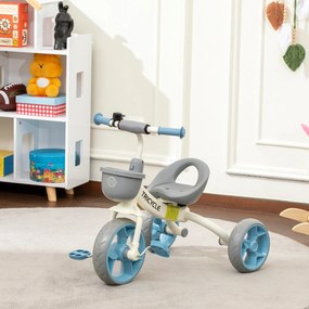Triciclo infantil ajustável, para crianças dos 2 aos 5 anos, com cesto à frente e rodas em EVA, 72 x 52 x 61 cm, azul