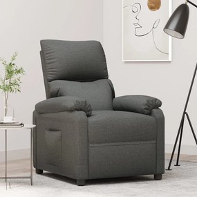 vidaXL Poltrona reclinável tecido cinzento-escuro