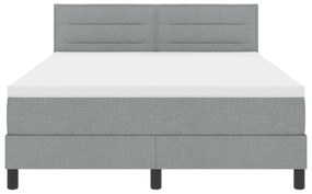 Cama Box Spring com Colchão Cinza Claro 160x200 cm Tecido