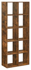 Estante de livros, com 10 compartimentos 30 x 65,5 x 161,5 cm castanho vintage
