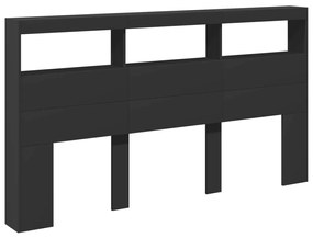 Armário de cabeceira com luzes LED 180x17x102 cm preto