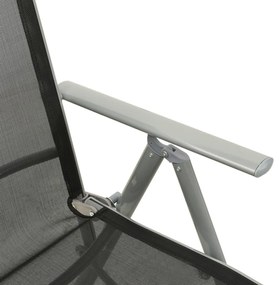 Cadeiras jardim reclináveis 2 pcs textilene e alumínio prateado