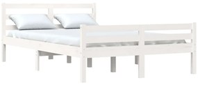 Estrutura de cama casal 135x190 cm madeira maciça branco