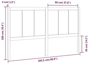 Cabeceira de cama 205,5x4x100 cm pinho maciço preto