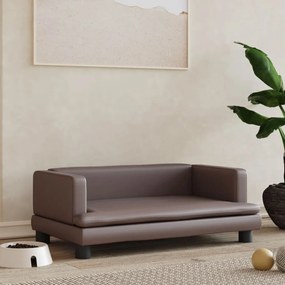 vidaXL Cama para cães 80x45x30 cm couro artificial castanho