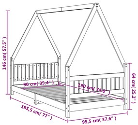 Estrutura de cama infantil 90x190 cm madeira de pinho maciça