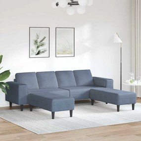Sofá de Tecido com almofada Azul Tecido de veludo côtelé