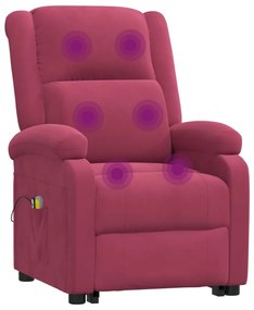 Poltrona elevatória de massagens veludo vermelho tinto