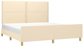 Estrutura de cama sem colchão 160x200 cm tecido cor creme